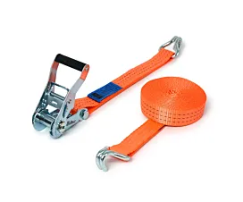 Toutes les sangles 35mm Sangle d’arrimage - 2,5T - 6,5m - 35mm - en 2 pièces - crochets doigts serrés - Orange - 20pcs Toutes les sangles 35mm Sangle d’arrimage - 2,5T - 6,5m - 35mm - en 2 pièces - crochets doigts serrés - Orange - 20pcs