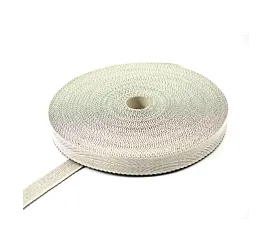 Polypropyleen - 30 tot 40mm Keperlint (katoen + PP) - 40mm - 100kg - Rol - 100m - Ecru met zwart
