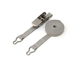 Alle spanbanden op maat Spanband - 200kg - 25mm - 2-delig - RVS-ratel/ring - Pool strap - Grijs
