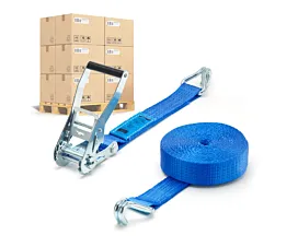 Alle spanbanden per pallet Pallet Spanbanden - 5T - 9m - 50mm - 2-delig - Spitshaken - Blauw - 256st
